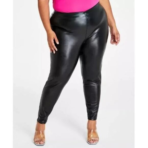 Vince Camuto Women's Stretch Faux-Leather Skinny Leggings Black Size 1X NWT $89 - Picture 1 of 6